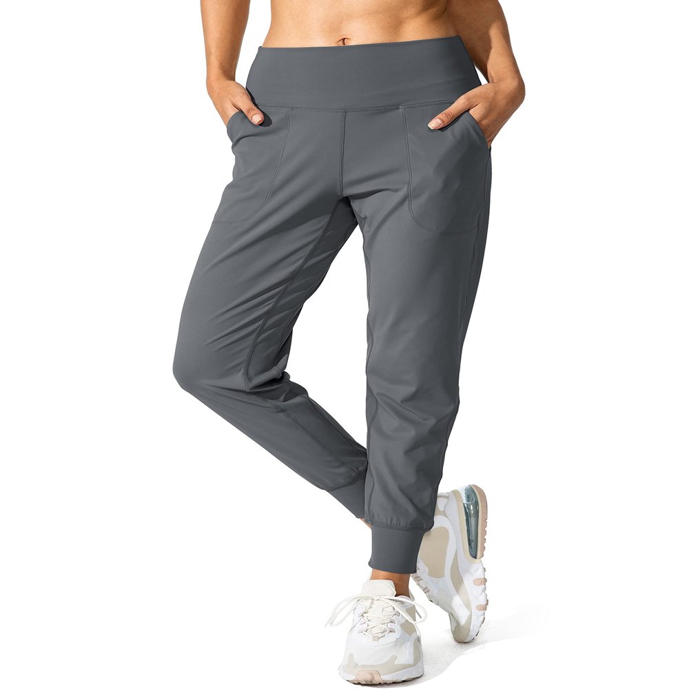 G Gradual Women's Joggers High Waisted Yoga Pants with Pockets Loose Leggings for Women Workout, Athletic, Lounge (Dark Grey, X-Small)