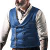 Ceehuteey Men's Causal Double-Breasted Suede Suit Vest Slim Fit Leather Formal Wedding Wasitcoat(Blue,Customized Size) view 1
