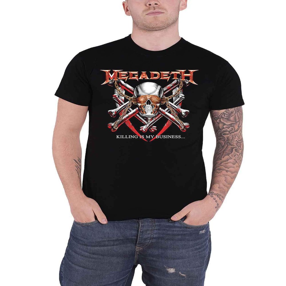 Rock Off officially licensed products Men's Megadeth Killing is My Business (Back Print) Slim Fit T-Shirt Small Black