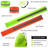 8 Pieces Reflective Bands Reflective Running Gear Night High Visibility Reflector Bands Shine Straps Tape Bracelets for Walking at Night Women Men Running Cycling Arm Wrist Ankle Leg(Green, Orange) view 3