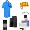 Soccer Referee 9 Piece Short Sleeve Package Referee Jersey Black Shorts Socks patch Whistle lanyard Referee wallet cards Flag set (Blue, Adult Small) view 3