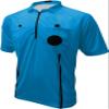 Soccer Referee 9 Piece Short Sleeve Package Referee Jersey Black Shorts Socks Patch Whistle Lanyard Referee Wallet Cards Flag Set (Blue, Adult Medium) view 2