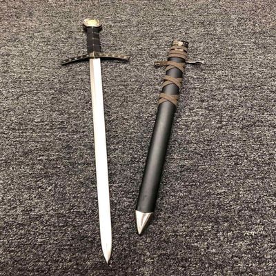 23" Crusader Knight Templar Prince Celtic Royal Claymore Metal Short Sword Dagger Steel Blade LARP Xmas Gift (Black)