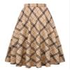 Midi Skirt for Women Trendy 2023 A line High Waisted Khaki Plaid Long Pleated Skirts Fall Clothes (Medium, Khaki D39) view 1