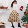 Midi Skirt for Women Trendy 2023 A line High Waisted Khaki Plaid Long Pleated Skirts Fall Clothes (Medium, Khaki D39) view 3