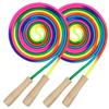 16 FT Long Jump Rope for Kids, 2 Pack Adjustable Double Dutch Skipping Rope with Wooden Handle, Multiplayer Rainbow Jumping Rope for Outdoor Fun, School Sport, Party Game view 1