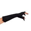 Luyesent Black Gray Beige Tattered Punk Unisex Fingerless Cuff Knit Gloves Elbow Length Mittens Broken Cool Stretch Arm Warmer (Black) view 1