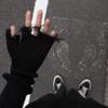 Luyesent Black Gray Beige Tattered Punk Unisex Fingerless Cuff Knit Gloves Elbow Length Mittens Broken Cool Stretch Arm Warmer (Black) view 3