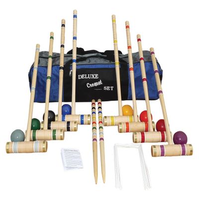 8 Player Croquet Set 28" Handles in a Carrying Bag - Amish Made
