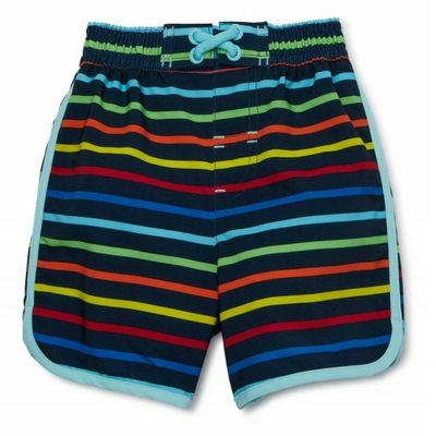 Wondernation Baby Infant Toddler Boys Swim Trunks (Navy Blue Striped, 2T)
