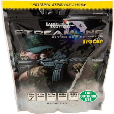 Lancer Tactcial 0.20g-0.32g Green Tracer Glow in The Dark Airsoft Outdoor BBS - Seamless Match-Grade for Outdoor Tracer BBS - Outdoor Field Compliant (Made in Taiwan)