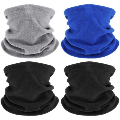 Geyoga 4 Pieces Winter Neck Warmers Neck Gaiter Scarf Windproof Face Covering(Grey, Royal Blue, Black,Medium)