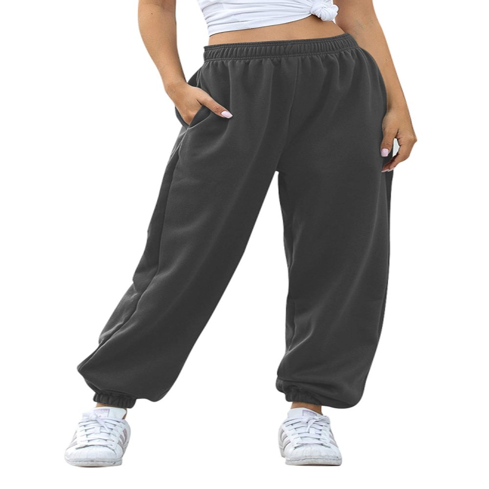 Willow Dance Womens High Waisted Sweatpants Athletic Baggy Joggers Pants Lounge Work with Pockets Fall Winter Dark Grey S