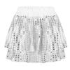 Agoky Kids Girls Glittery Sequined Dance Tutu Skirt Hip Hop Latin Jazz Fancy Dress Up for Prom Dance Stage Performance Silver 4-5 view 1