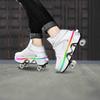 Double-Row Deform Wheel Automatic Walking Shoes Invisible Deformation Roller Skate 2 in 1 Removable Pulley Skates Skating Parkour (with Light, US8.5) view 3