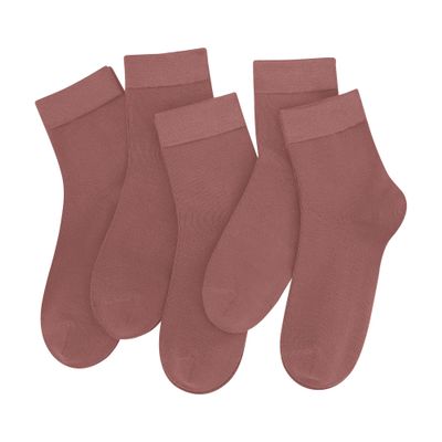 SERISIMPLE Colorful Quarter Ladies Crew Socks Breathable Solid Pastel Light Color Thin Bootie Unisex Sock 5 Pairs(Chestnut, Large)