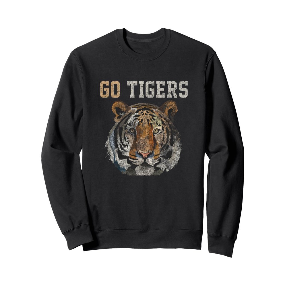 Go Tigers Distressed Casual Chic Graphic for Women Sweatshirt