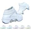 MLyzhe Fashiums Deformation Roller Shoes Male and Female Skating Shoes Adult Children's Automatic Walking Shoes Invisible Pulley Shoes Skates with Double-Row Deform Wheel (35, with Flash) view 1