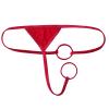 Agoky Men's Breathable G String Thongs Sissy Low Rise Hollow Out Low Rise Bikini Briefs Red OneSize view 2