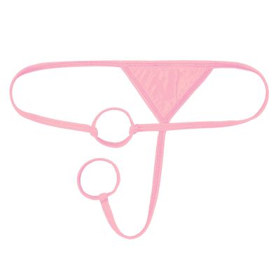 Agoky Men's Breathable G String Thongs Sissy Low Rise Hollow Out Low Rise Bikini Briefs Pink OneSize