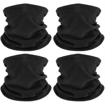 Geyoga 4 Pieces Winter Neck Warmers Neck Gaiter Scarf Windproof Face Covering(Black,Medium)