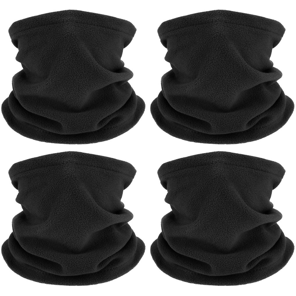 Geyoga 4 Pieces Winter Neck Warmers Neck Gaiter Scarf Windproof Face Covering(Black,Medium)