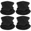 Geyoga 4 Pieces Winter Neck Warmers Neck Gaiter Scarf Windproof Face Covering(Black,Medium) view 1