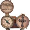 Baptism Gift Personalized Keepsake Compass Engraved Cross and Be Strong and Courageous, Confirmation Gift Ideas, Gift of Faith. Missionary view 1