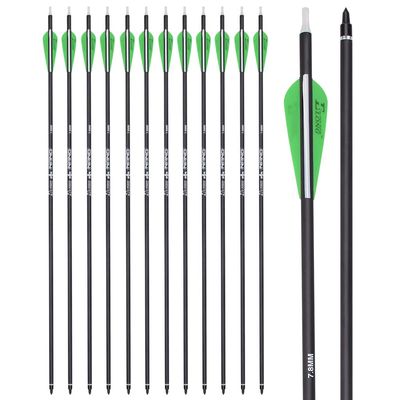 YLS Archery 26Inch Carbon Arrow Practice Hunting Arrows with 100 Grain Removable Tips for Compound & Recurve Bows (Pack of 12)