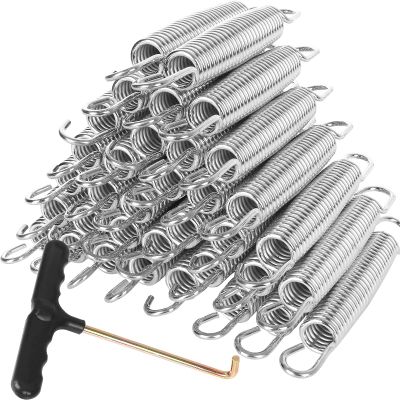 40Pcs 5-1/2 Trampoline Spring Replacement, Stainless Steel Replacement Spring for Trampoline, High Tensile Silver Wire Springs Set with Durable T Hook Fit Skywalker JumpKing Upperbounce Skybound