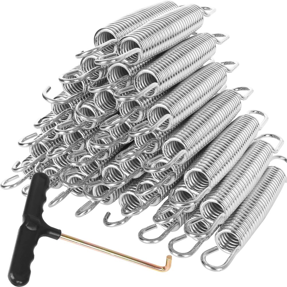 40Pcs 5-1/2 Trampoline Spring Replacement, Stainless Steel Replacement Spring for Trampoline, High Tensile Silver Wire Springs Set with Durable T Hook Fit Skywalker JumpKing Upperbounce Skybound
