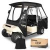 10L0L 4 Passenger Golf Cart Enclosure for Club Car DS, Driving Rain Cover (Short Roof 56-59" with Bench) Windproof Waterproof Portable 4-Sided Clear Window & Durable YKK Door Zipper (Black view 1