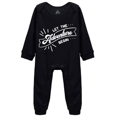 Furmall Let The Adventure Begin Unisex Baby Rompers Long Sleeve Playsuit Outfit Clothes Black