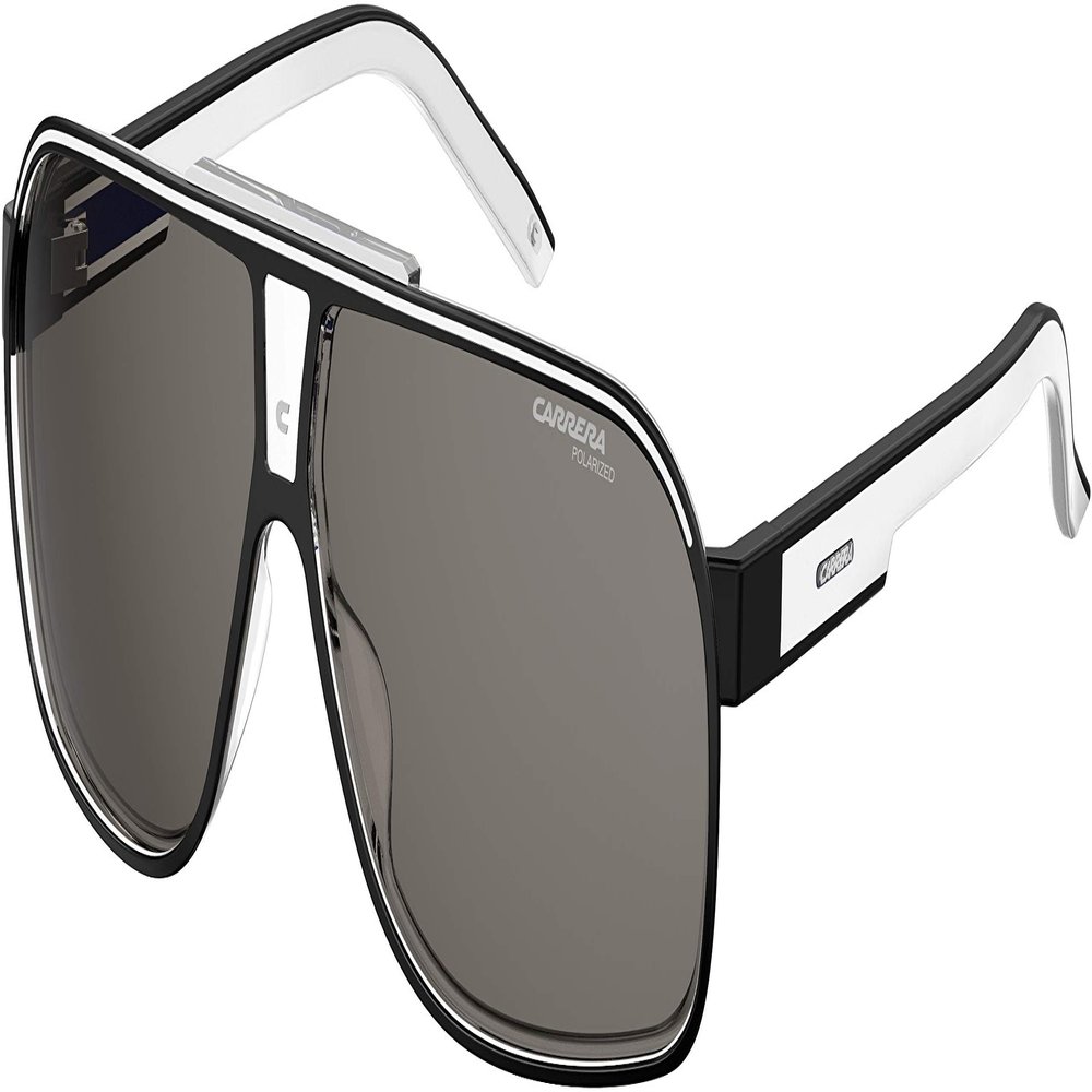 Carrera Grand Prix 2/S 07C5/M9 64MM Black Crystal/Grey Polarized Rectangular Sunglasses For Men For Women +BUNDLE with ACCESSORY EYEWEAR KIT