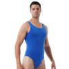 LiiYii Men's Deep U Neck Press Button Crotch Jumpsuit Tank Tops Sportswear Gym Bodysuit Navy_Blue XX-Large view 3