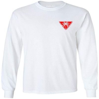 Koloa Surf Mens Triangulated Palm Logo Long Sleeve Tee-Tall-3XLT-White/red