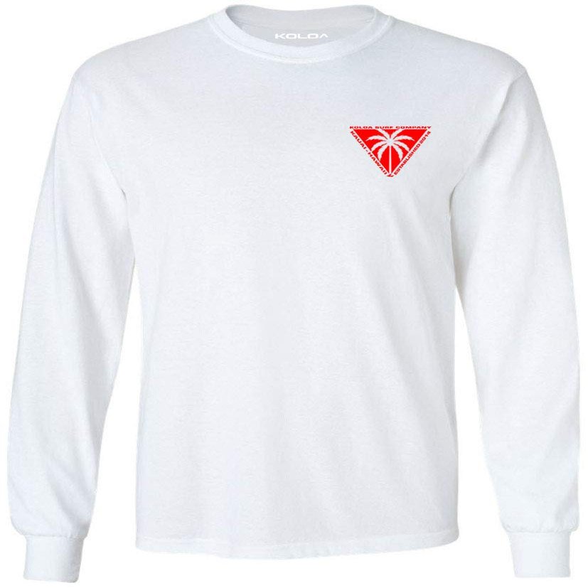 Koloa Surf Mens Triangulated Palm Logo Long Sleeve Tee-Tall-3XLT-White/red