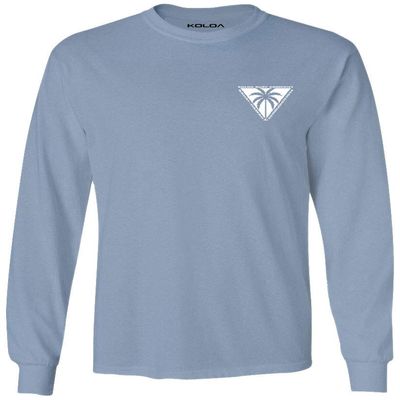 Koloa Surf Mens Triangulated Palm Logo Long Sleeve Tee-Tall-3XLT-StoneBlue/w