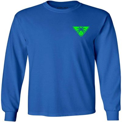Koloa Surf Mens Triangulated Palm Logo Long Sleeve Tee-Tall-3XLT-Royal/green