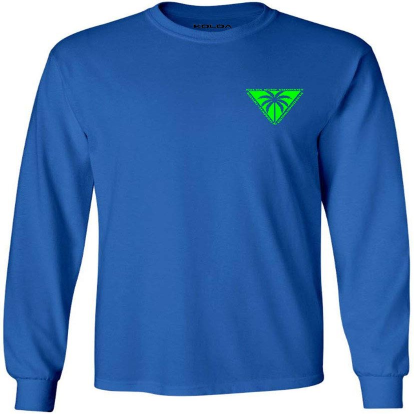 Koloa Surf Mens Triangulated Palm Logo Long Sleeve Tee-Tall-3XLT-Royal/green