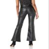 Women's Black Vegan Leather High Rise Flare Pant view 2
