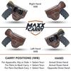 Maxx Carry Inside The Waistband Leather Holster for Walther P99. IWB Holster with Clip Conceal Carry. Brown Right Hand. view 3