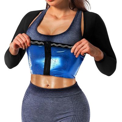 DYUAI Sauna Shirt for Women Sauna Suit for Women Waist Trainer Sauna Sweat Vest Workout Body Shaper Long Sleeve(6003-01-M)