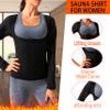 DYUAI Sauna Shirt for Women Sauna Suit for Women Waist Trainer Sauna Sweat Vest Workout Body Shaper Long Sleeve(6003-01-M) view 3