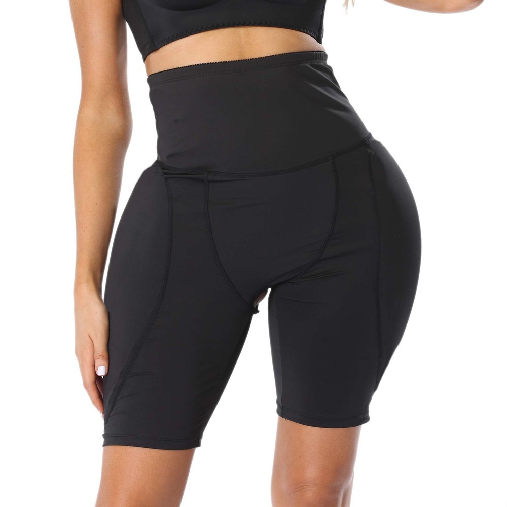 2PS Sponge padded Women Butt Hip Up Padded Enhancer 852 (5XL, Black High Open Crotch)