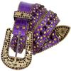 35116 Women's Belts Rhinestone Belt Fashion Western Cowgirl Bling Studded Design Leather Belt 1-3/8"(35mm) wide (Purple/Amethyst, 36'' L) view 1