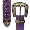 35116 Women's Belts Rhinestone Belt Fashion Western Cowgirl Bling Studded Design Leather Belt 1-3/8"(35mm) wide (Purple/Amethyst, 36'' L) view 2