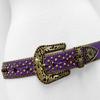35116 Women's Belts Rhinestone Belt Fashion Western Cowgirl Bling Studded Design Leather Belt 1-3/8"(35mm) wide (Purple/Amethyst, 36'' L) view 3