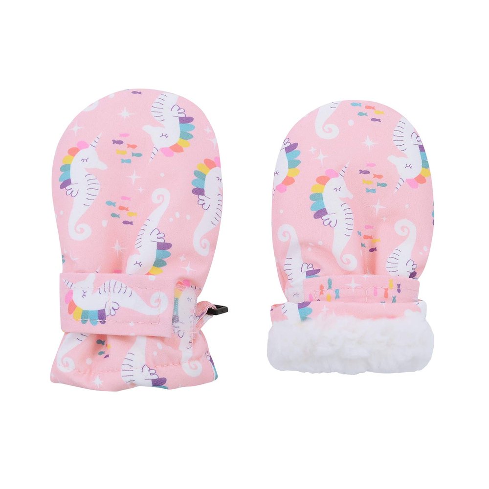 Lined Fleece Toddler Mittens Kids Winter Warm Gloves Child Ski Gloves Waterproof Snow Baby Mitten for Boys Girls Pink S