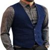 Zeattall Men's Herringbone Tweed Wool Suit Vest Single Breasted Slim Fit Waistcoat Vest(S,Royal Blue) view 1